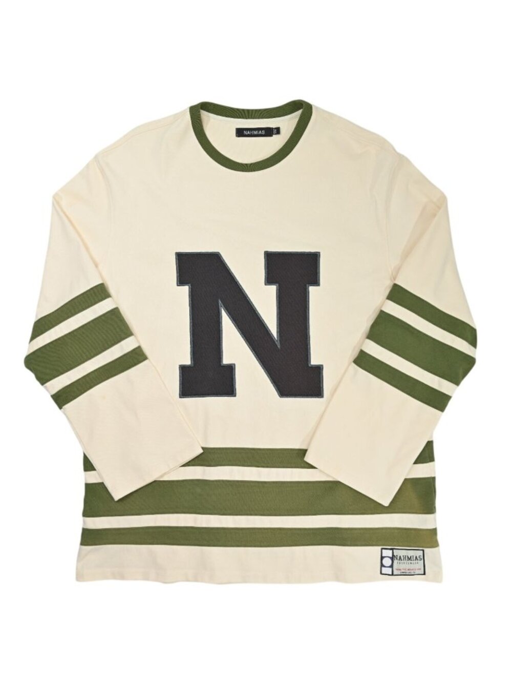 Nahmias Ogo-Embroidered Stripe-Detaiing Sweatshirt in Cream